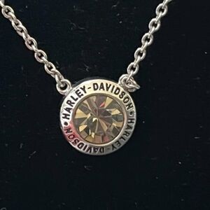 Harley-Davidson Silver Necklace with Champagne Crystal Accent